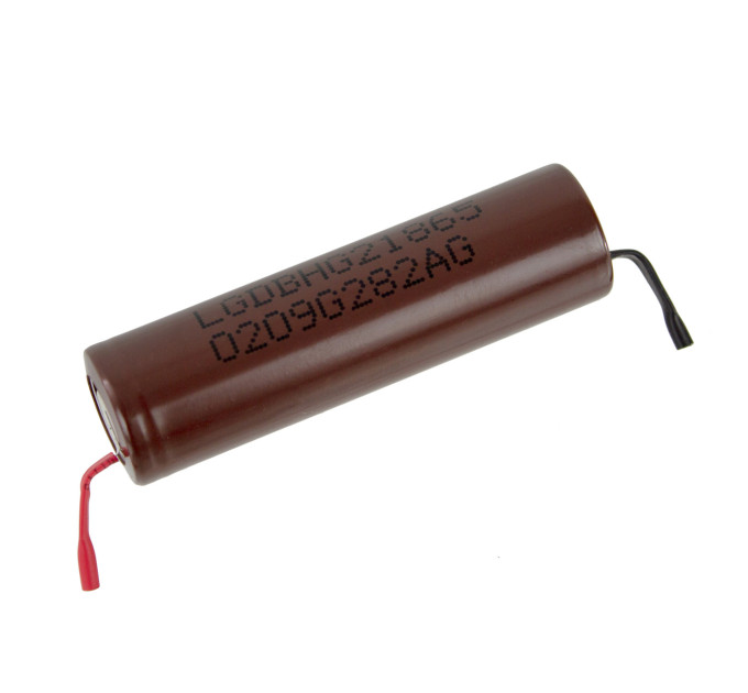 Аккумулятор 18650 LG HG2 3000 mAh U-Tags высокотоковый под пайку с никелевой лентой (20А) (18853)