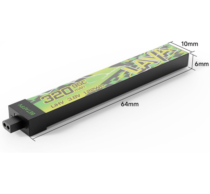 Аккумулятор BetaFPV Lava 2 1S 320 mAh BT2.0 / 3.8V / 95C / LiHV для FPV Air, Meteor, Cetus, Tiny Whoop (19519)