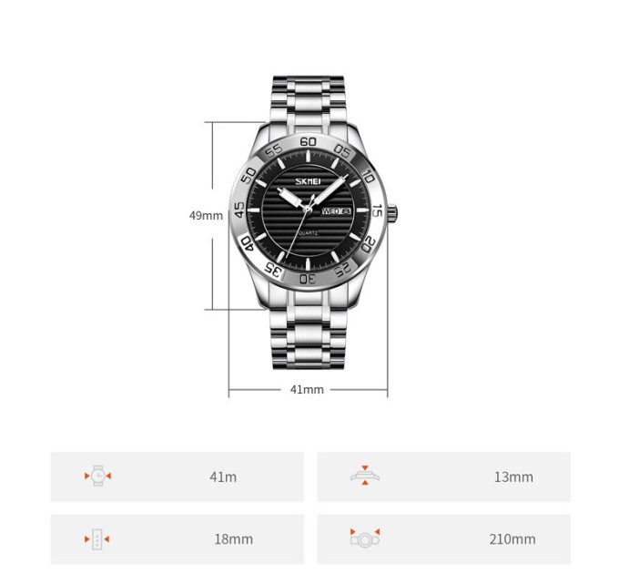 Часы наручные Skmei 9293 (Silver Black, 9293SIBK) (18377)