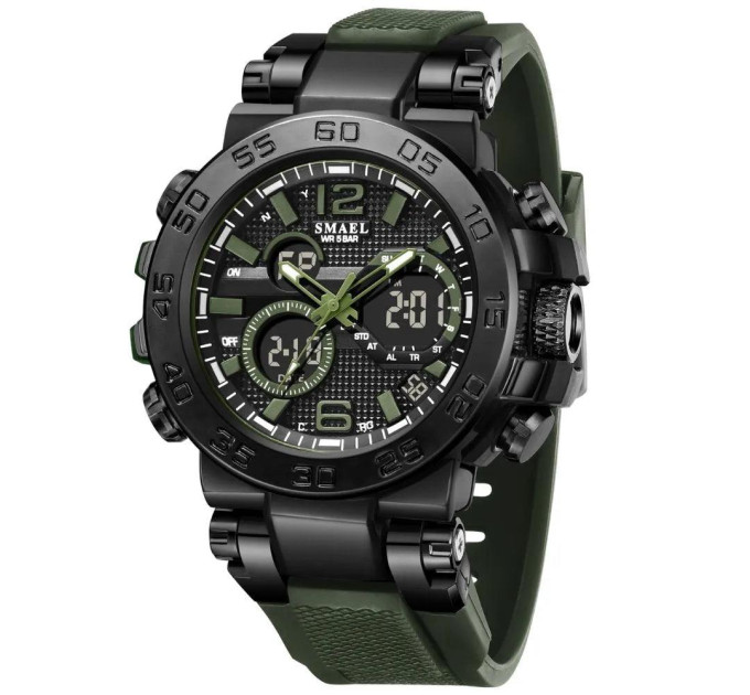 Часы наручные Smael 8106 Original с двойным дисплеем (Army Green) (17785)