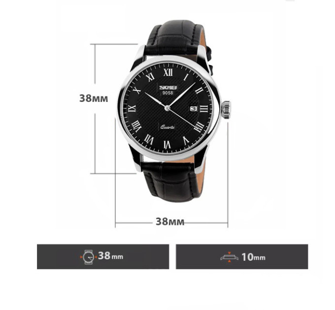 Часы наручные мужские Skmei 9058 (Black Man Stainless Steel, 9058SBK-B) (18411)
