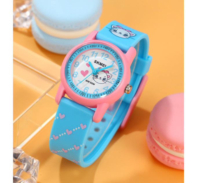 Детские наручные часы Skmei 2157 Original Котик для девочки электронные (Cat Pink, 2157CT) (19155)