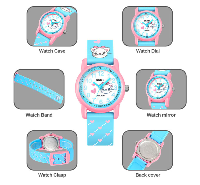 Детские наручные часы Skmei 2157 Original Котик для девочки электронные (Cat Pink, 2157CT) (19155)