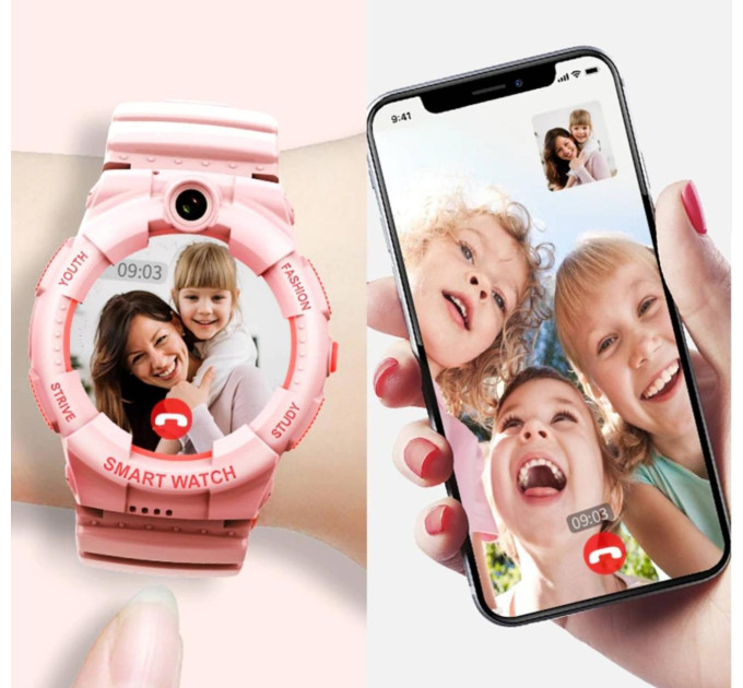 Детские умные смарт-часы Wonlex KT25  с камерой WI-FI GPS SIM-карта видеозвонок Original (Pink) (17772)