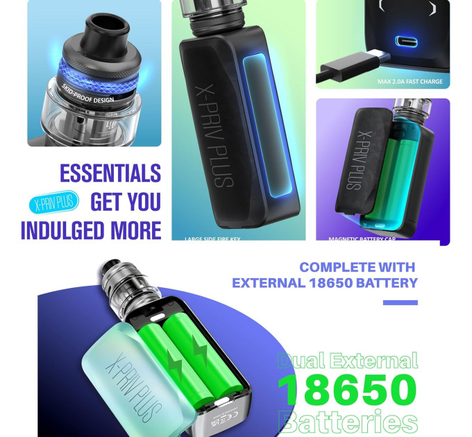 Электронная сигарета Smok X-PRIV Plus 225W with TF-D Sub-ohm Tank 5.5ml Original Kit (Black) (18833)