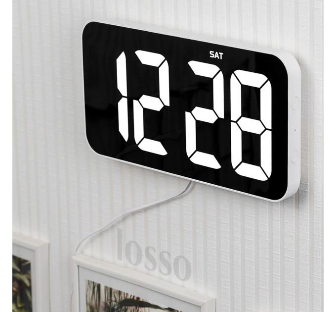 Электронные часы настольные и настенные LOSSO Premium W-500 интерьерные светодиодные (White) (18969)