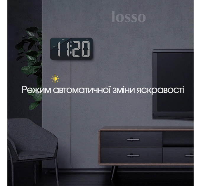 Электронные часы настольные и настенные LOSSO Premium W-500 интерьерные светодиодные (White) (18969)