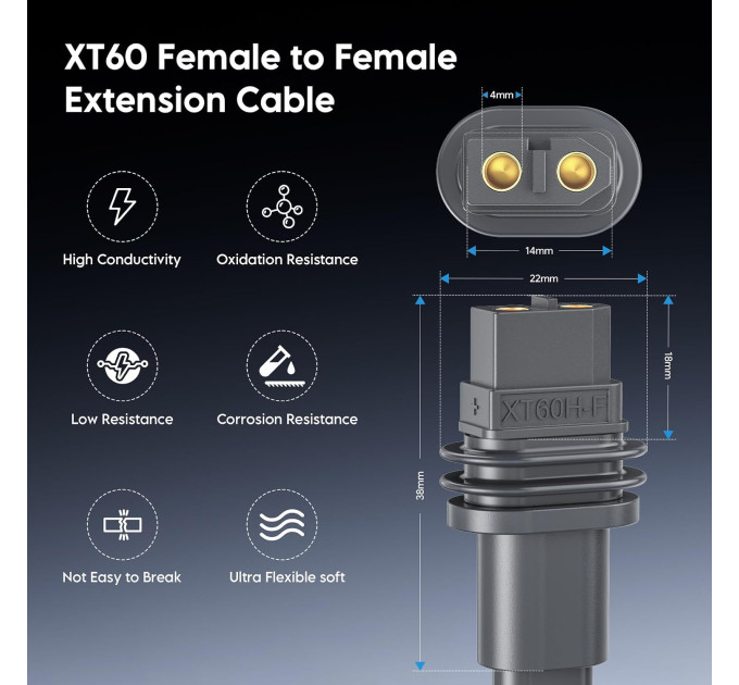 Кабель питания для Starlink Gen 3 12AWG с разъемами XT60 2м (19909)