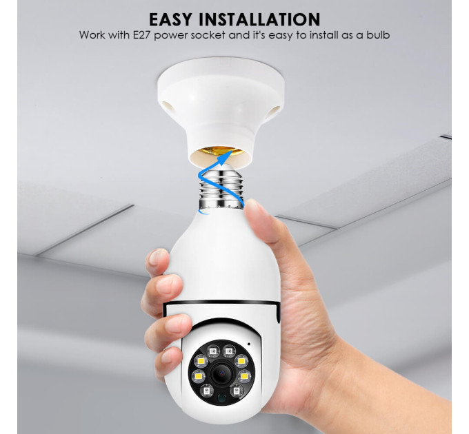 Камера видеонаблюдения беспроводная, Ночное видение PIX-LINK TS-H10W E27 720P/1MP шпионская Wi-Fi камера (RW104P, White) (18657)