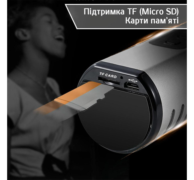 Караоке-микрофон беспроводной Losso K6 Premium со встроенным динамиком и Bluetooth (Silver) (18962)