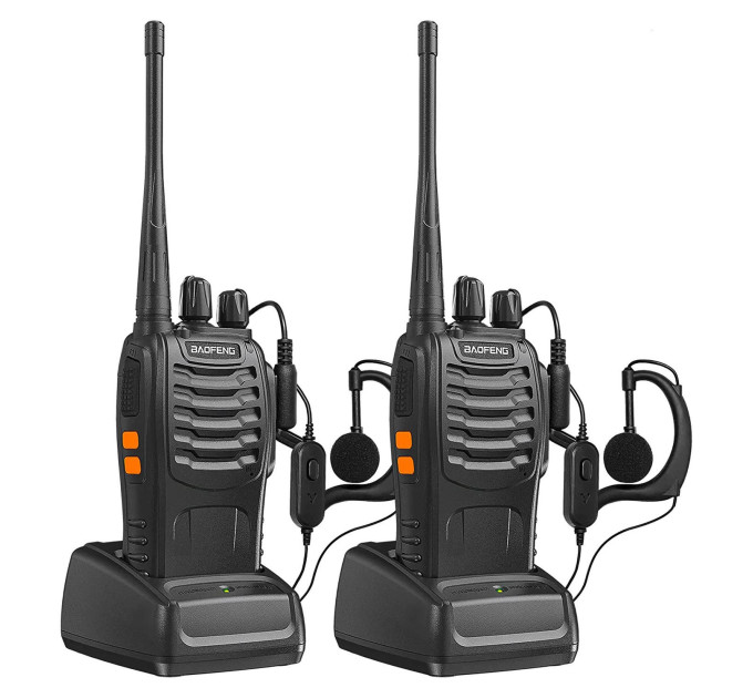 Комплект двух Портативных тактических Раций с Гарнитурой Baofeng BF-888S 2W на 16 каналов UHF(400-470 МГц) (18837)