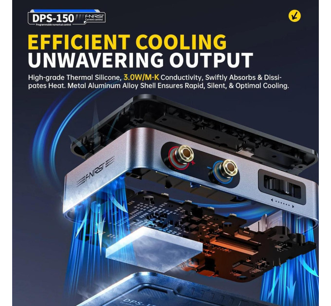 Лабораторный блок питания Fnirsi DPS-150 С2С PD (1CH, 30V, 5A) +кабель и блок зарядки (Blue) (19662)