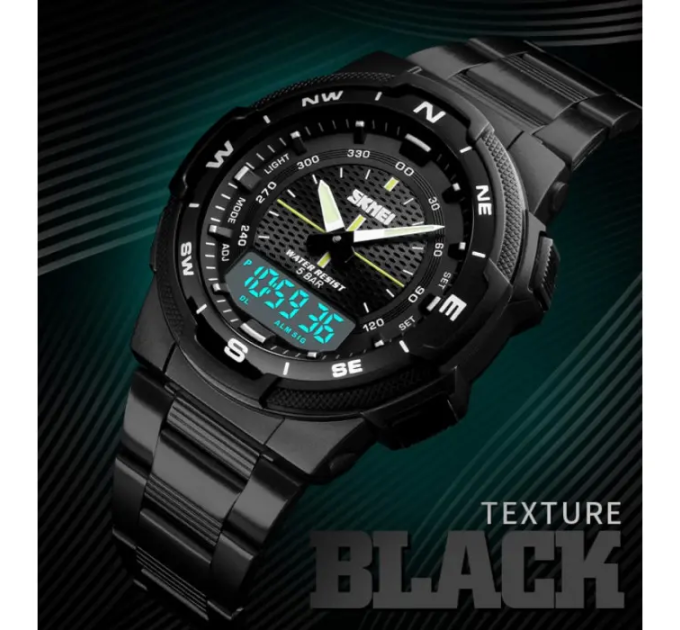 Мужские наручные часы Skmei 1370 Original (Black Black, 1370BKBK) (17130)