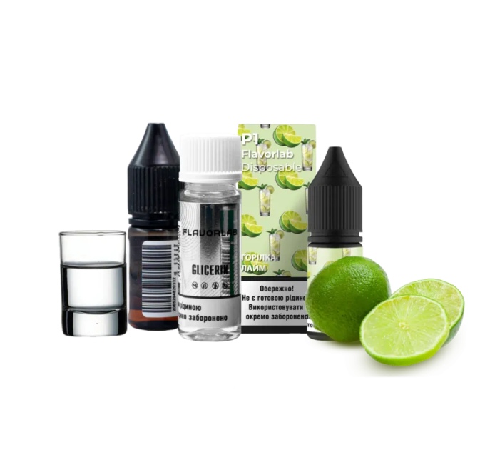 Набор компонентов для самозамеса солевой жидкости Flavorlab P1 10 мл (Vodka Lime Водка лайм, 0-50 мг) (17915)
