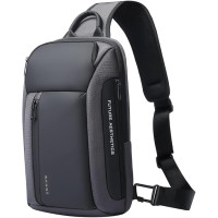Однолямочный рюкзак через плечо Bange BG-7566 7л Сумка-слинг с USB-разъемом (Gray)