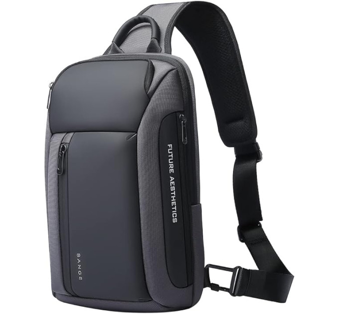 Однолямочный рюкзак через плечо Bange BG-7566 7л Сумка-слинг с USB-разъемом (Gray) (19368)