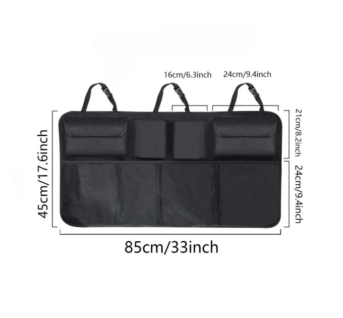 Органайзер автомобильный в багажник на спинку сиденья LVR 025 сумка на 8 отсеков (Black) (18992)