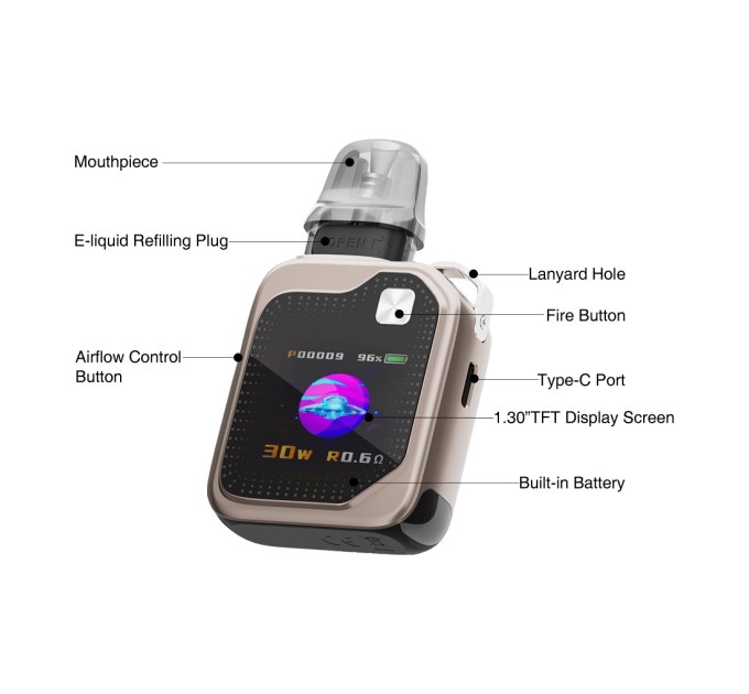 Под-система POD System Lost Vape Ursa Baby 3 30W Pod 1200mAh 2.5ml Original Kit (Shadow Mocha) (17753)