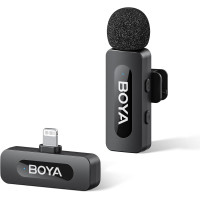 Профессиональный петличный микрофон беспроводной Boya BY-V1 V2.0 Разъем Lightning (Black)