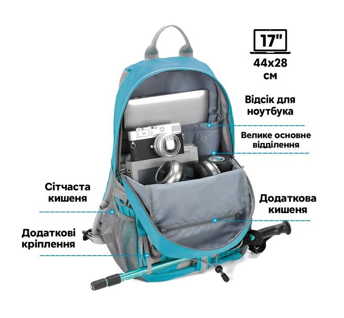 Рюкзак туристический Tigernu T-B9500 походный дорожный с отсеком для ноутбука до 15.6'' 28л (Blue) (19391)