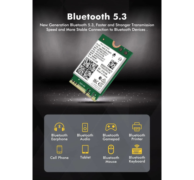 Сетевая карта Intel Wi-Fi 6E AX210 NGW модуль трехдиапазонный адаптер Bluetooth для ПД / Ноутбука (19125)