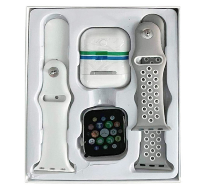 Смарт-часы T55 PRO MAX с двумя ремешками + беспроводные наушники (White) (17646)