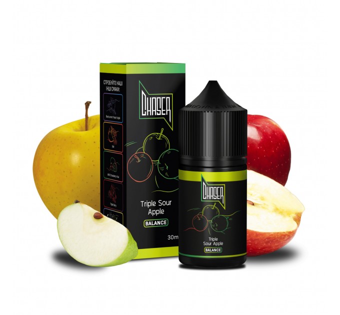 Солевая жидкость CHASER Black Balance: TRIPLE SOUR APPLE 30 ml 50 mg (Кислое яблоко) (15293)