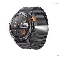 Тактические смарт часы с фонариком LEMFO K65 Original стальной ремешок (Black)