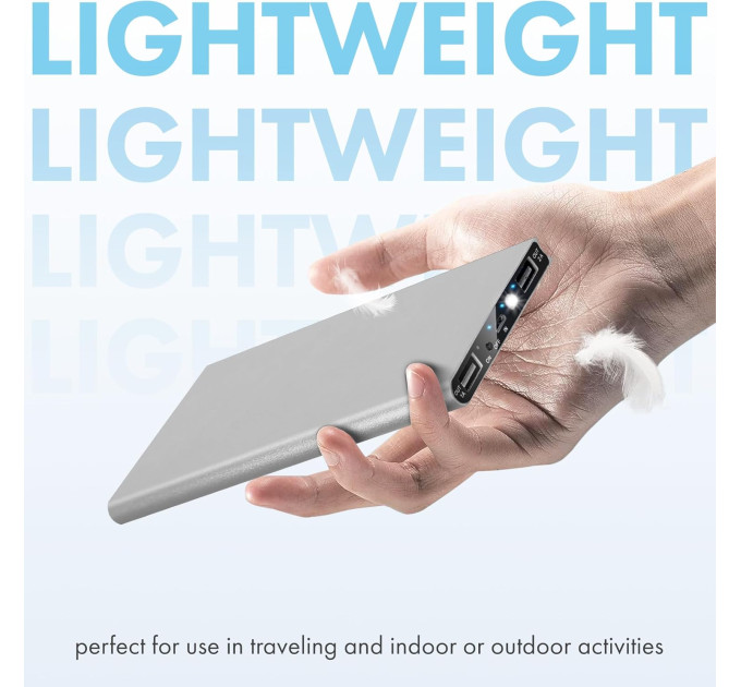 Внешний аккумулятор Power Bank 20000 mAh УМБ павербанк с фонариком LVR 018 (Silver) (19112)