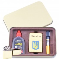 Запальничка + бензин, мундштук у коробці Kantai XT-4930-1 Gold Герб України