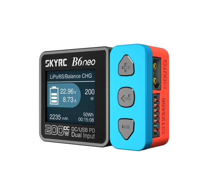 Зарядное устройство многофункциональное SkyRC B6 Neo 200w 10A с функцией балансирования АКБ FPV DC/PD (Blue Red) (18769)