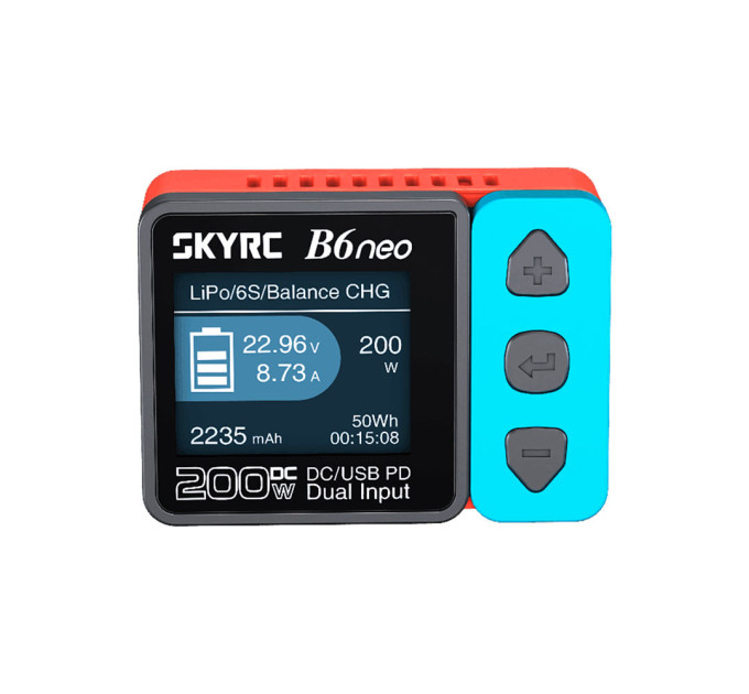 Зарядное устройство многофункциональное SkyRC B6 Neo 200w 10A с функцией балансирования АКБ FPV DC/PD (Blue Red) (18769)