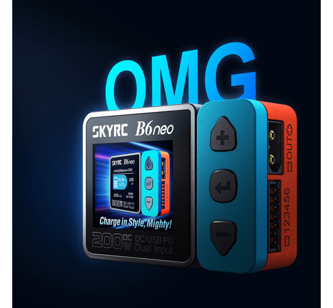 Зарядное устройство многофункциональное SkyRC B6 Neo 200w 10A с функцией балансирования АКБ FPV DC/PD (Blue Red) (18769)