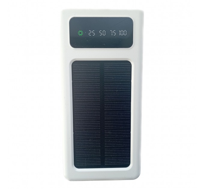 Power Bank Solar 50000mAh повербанк 4 в 1 с солнечной панелью, экраном, фонариком White