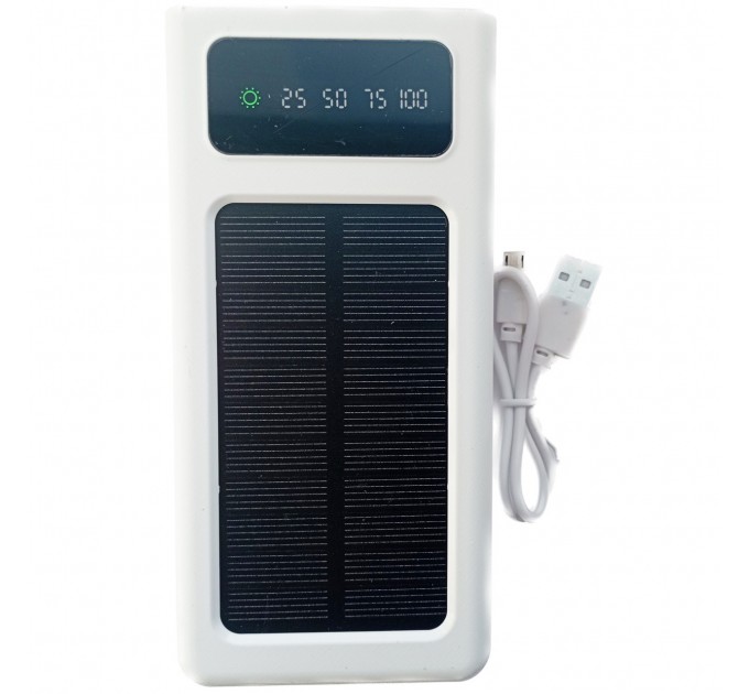 Power Bank Solar 50000mAh повербанк 4 в 1 із сонячною панеллю, екраном, ліхтариком White