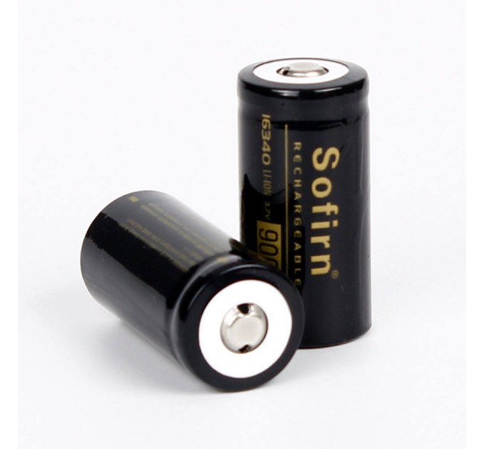 Аккумулятор 16340 / RCR123 Sofirn 900 mAh литий-ионный Li-Ion 1.6А, 3.7V Выпуклый плюс (19301)