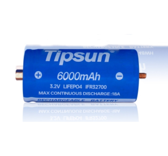 Аккумулятор 32700 TiPsun LiFePo4 3.2V 6000mah литий-железо-фосфатный на шпильках с резьбой (18869)