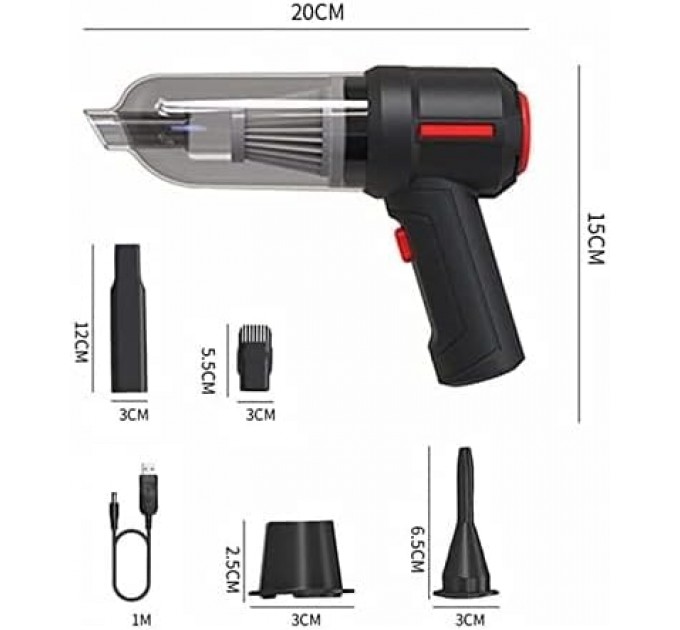 Автомобильный портативный аккумуляторный мощный пылесос DK-03 HL-103B (Black) (16314)