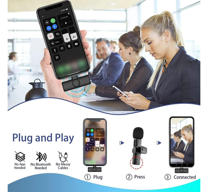 Беспроводной петличный микрофон K11 Type-C 2шт профессиональная петличка для блогеров (Black) (18891)