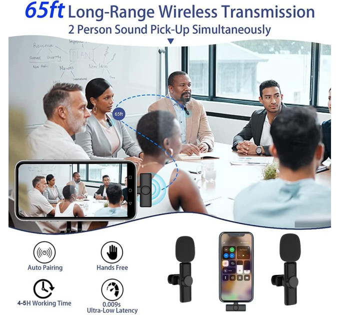 Беспроводной петличный микрофон K11 Type-C 2шт профессиональная петличка для блогеров (Black) (18891)