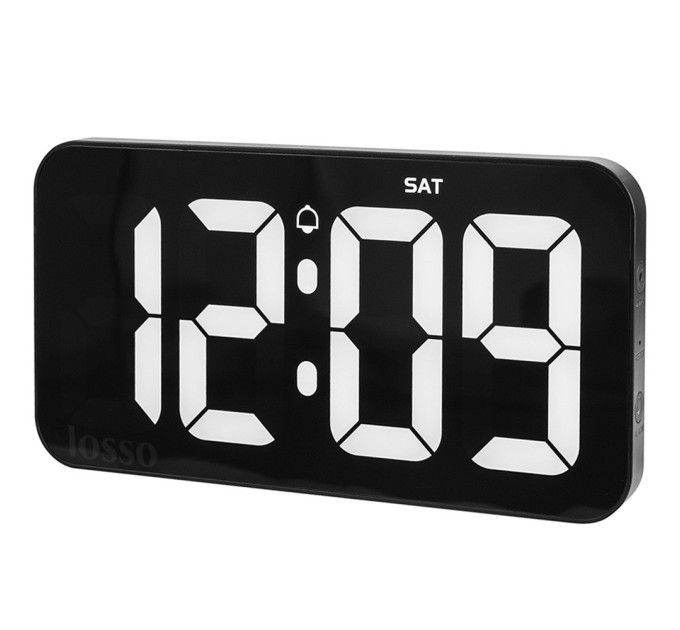 Электронные часы настольные и настенные LOSSO Premium W-500 интерьерные светодиодные (Black) (18970)