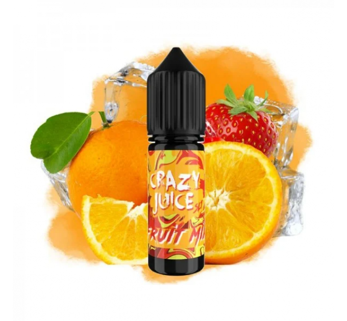 Жидкость для POD систем Crazy Juice Fruit Mix 15 мл 30 мг (Апельсин, клубника с прохладой)