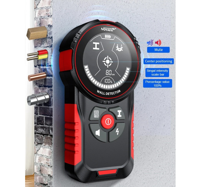 Искатель скрытой проводки Noyafa NF-5102 трасоискатель, детектор металла, дерева, кабеля (19806)