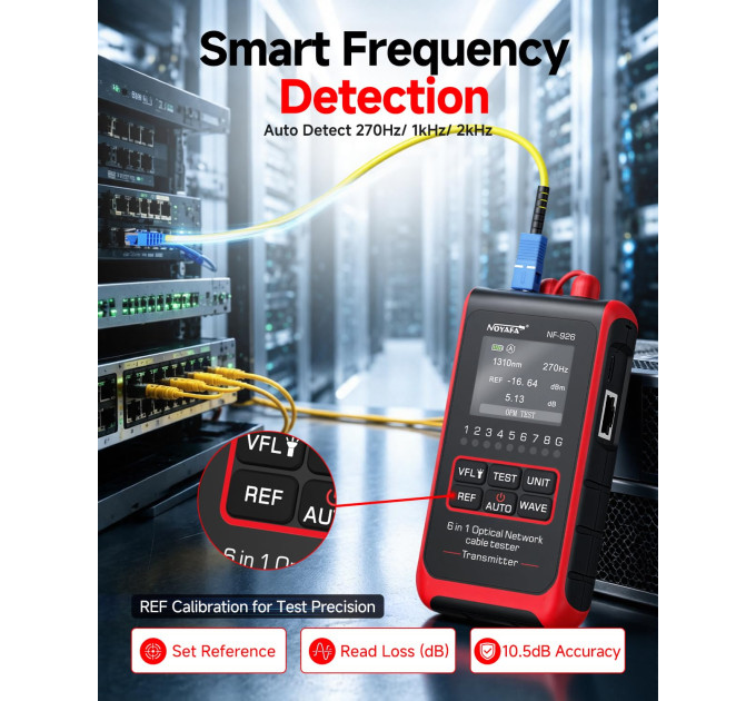 Кабельный тестер Noyafa NF-926  сетевой анализатор, трасоискатель, SCAN, VFL, OPM, измеритель оптической мощности (19996)