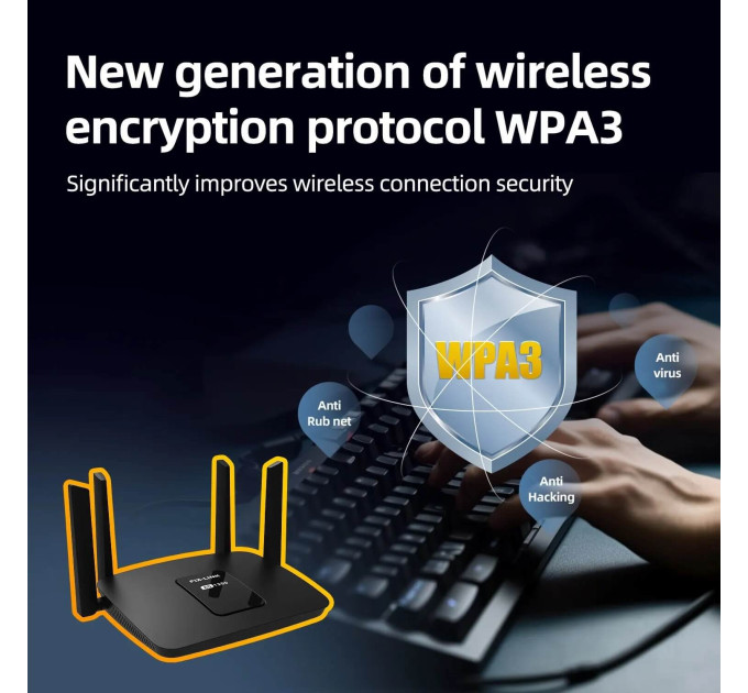 Маршрутизатор WI-FI роутер 4 антенны PIX-LINK LV-AC06 Двухдиапазонный  5 ГГц (Black) (17611)
