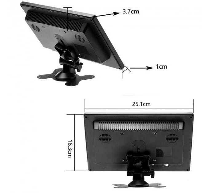 Монитор автомобильный сенсорный Podofo K101 FPV монитор 10` 1024х600 (Black, K0202EU) (18697)
