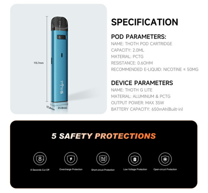 Набор Kumiho THOTH G Lite Pod 650mAh 2ml Original Kit (Space Grey) (18164)