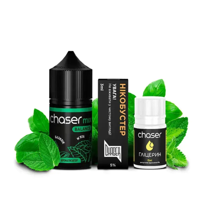 Набор для самозамеса на солевом никотине CHASER Mix BALANCE NEW 30 мл (Базилик Мята, 0-50 мг) (17802)