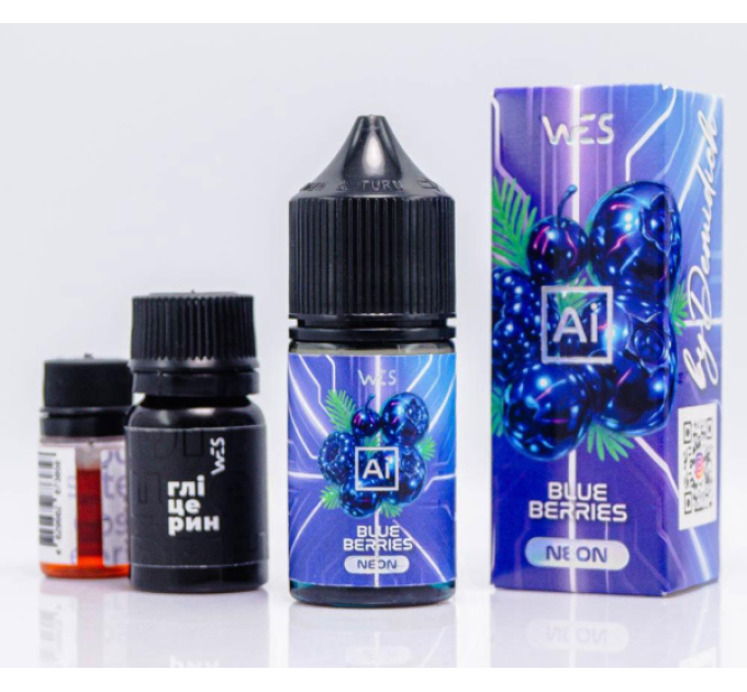 Набор для самозамеса на солевом никотине WES AI NEON 30 мл (Blue Berries Синие ягоды, 0-50 мг) (18609)