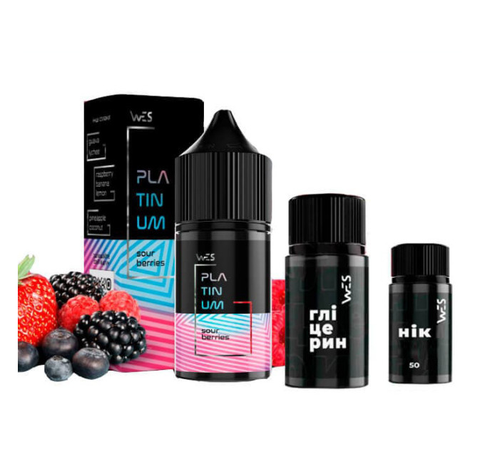 Набор для самозамеса на солевом никотине WES Platinum 30 мл, 0-65 мг Sour Berries (Кислые ягоды) (16398)